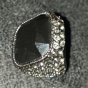 Black and crystal ring 6